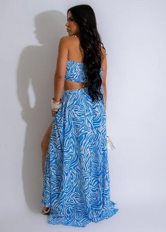 Sweet Escape Skirt Set Blue