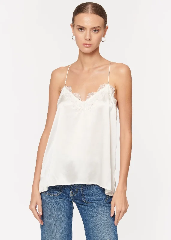 Racer Charmeuse Cami White