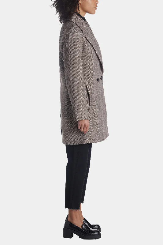 Twill Shawl Collar Oversized Peacoat