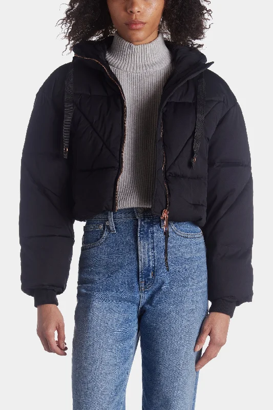 Water-Resistant Knit Cropped Puffer