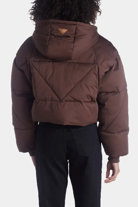 Water-Resistant Knit Cropped Puffer