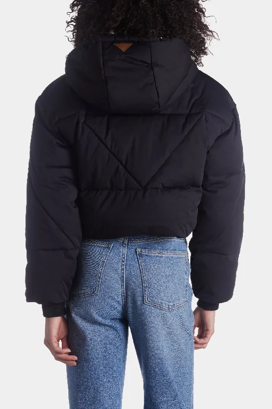 Water-Resistant Knit Cropped Puffer