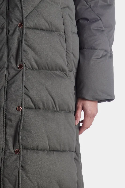 Water-Resistant Knit Longline Puffer Coat